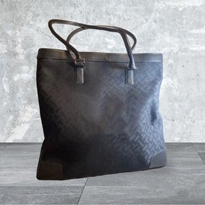 TALBOTS I Leather Handbag with Monogram Fabric